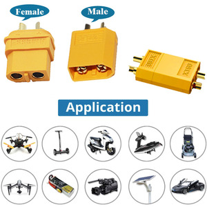 Connecteur de charge anti-étincelles Amass XT60 mâ<span class=keywords><strong>le</strong></span>/femelle en cuivre plaqué or pour batterie Lipo 3S de drone - Product Image 4