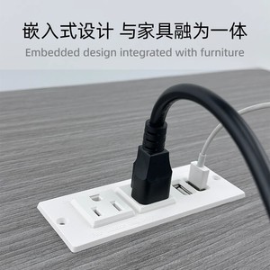 Desktop Recessed American Standard <b>Socket</b> 2 Ac Outlets 2 <b>Usb</b> Ports Tabletop Embedded Power Strip <b>With</b> <b>Usb</b> Port - Product Image 4
