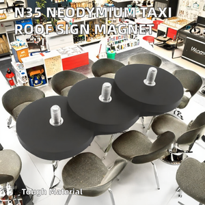 Imán Industrial de Neodimio Grado N35, Soporte Magnético para Publicidad en el Techo de Taxis, Recubierto de Plástico Negro y Goma, Magneteksan MGK-KP-8 - Product Image 2