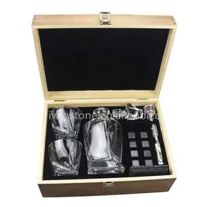 IWIN elegante Set di Decanter per whisky con 4 bicchieri Twist in scatola di legno artigianale