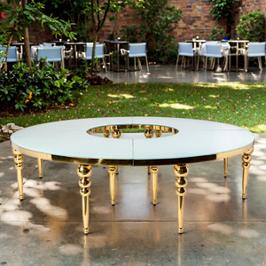 Presa di fabbrica durevole in acciaio inox da sposa <span class=keywords><strong>bianco</strong></span> in <span class=keywords><strong>vetro</strong></span> <span class=keywords><strong>tavolo</strong></span> rotondo di nozze tavoli - Product Image 5