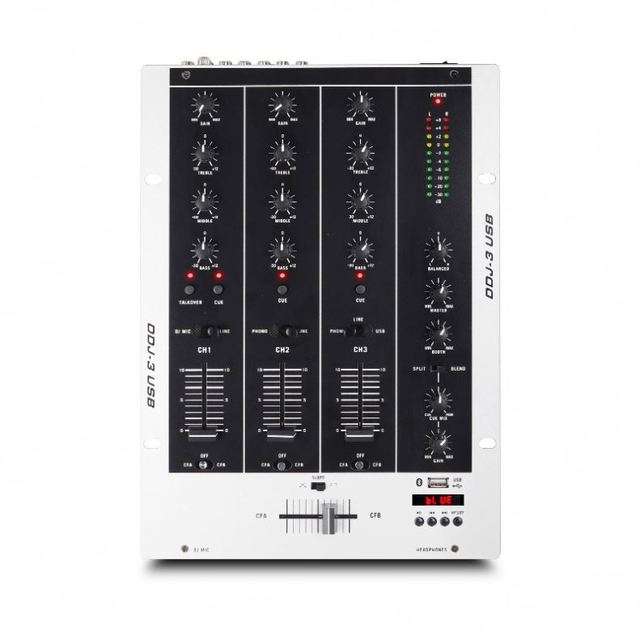 DDJ-3 Professional 3-Channel USB DJ Mixer Sound System - Bluetooth Audio Sound Card, MP3 Player DJ Controller for Studio Stage