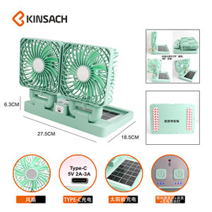 Kipas Angin Dua Kepala Tipe-C Grosir Pabrik Dengan Layar Kecepatan Angin, Kipas Camping Isi Ulang Dengan Lampu - Product Image 4
