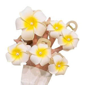 Mezcla de colores Artificial EVA <span class=keywords><strong>Frangipani</strong></span> Floral Hair Grips Pulmeria Foam Hawaiian Flower Hair Claw - Product Image 6