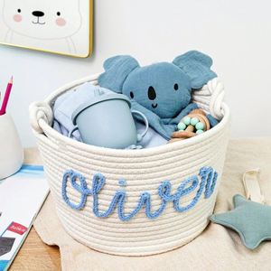 Panier en coton rustique moderne pour bébé et jouets pour animaux de compagnie, boîte de rangement personnalisée, cadeau de Noël ou d'anniversaire - Product Image 3