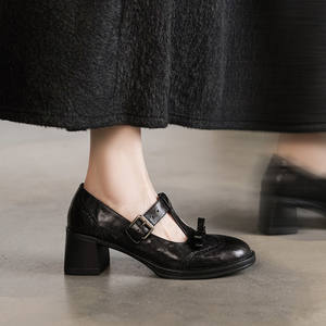 Chaussures pour femmes en cuir véritable vintage Cialisa, printemps 2026, nœud papillon, boucle de haute qualité, talons hauts Mary Jane pour filles - Product Image 3