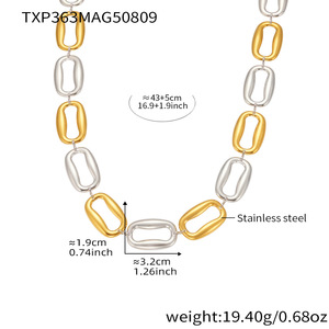 LT-TXE363 High-Polished Stainless Steel Rectangular Necklace Bracelet <strong>Jewelry</strong> Set Exclusively Cross-Border <strong>Supply</strong> Europe <strong>America</strong> - Product Image 6