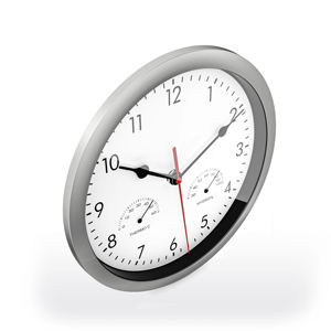 Station météo multifonctionnelle en plastique blanc de 10 pouces, analogique, humidité, quartz, design industriel, horloge murale silencieuse - Product Image 3