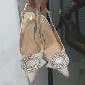 Sandali <span class=keywords><strong>con</strong></span> tacco a spillo e punta a diamante da donna, scarpe eleganti nere e <span class=keywords><strong>nude</strong></span> <span class=keywords><strong>con</strong></span> tacco alto, sensazione di lusso - Product Image 1