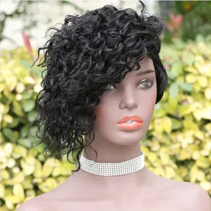 Mesin wig buatan wanita warna sintetik platina ombre fiber kepang keriting mendalam