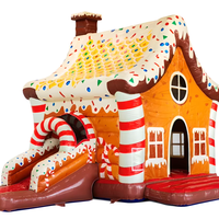 LeTeng LT-470, Castillo Inflable Comercial de PVC con Tobogán, Diseño de Galleta de Jengibre, Capacidad de 500-800 kg, Tamaño 6x4x4 m, para Niños de 2-3 Años