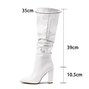 Western Style Botas De Tacon 2025 Fall Winter White Leather Women's Knee High <b>Boots</b> - Product Image 6