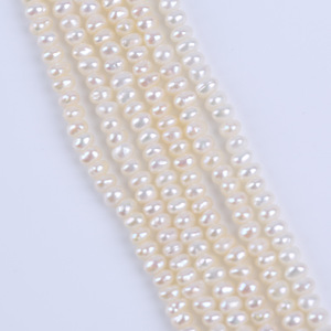 Perles plates blanches naturelles de 18 cm, 3,5-4 mm, pour la fabrication de bracelets faits main, perles roses semi-finies, en vrac - Product Image 5