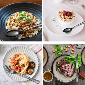 Juego de cubiertos de acero inoxidable reutilizable para cocina con logotipo personalizado, juego de cubiertos dorados de 24 piezas para bodas - Product Image 3