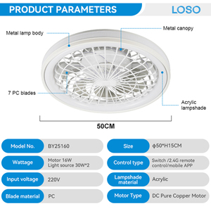พัดลมติดเพดาน LED แบบใบพัด16W, พัดลมติดเพดาน LED หรี่แสงได้อย่างทันสมัยใช้ในบ้าน - Product Image 5