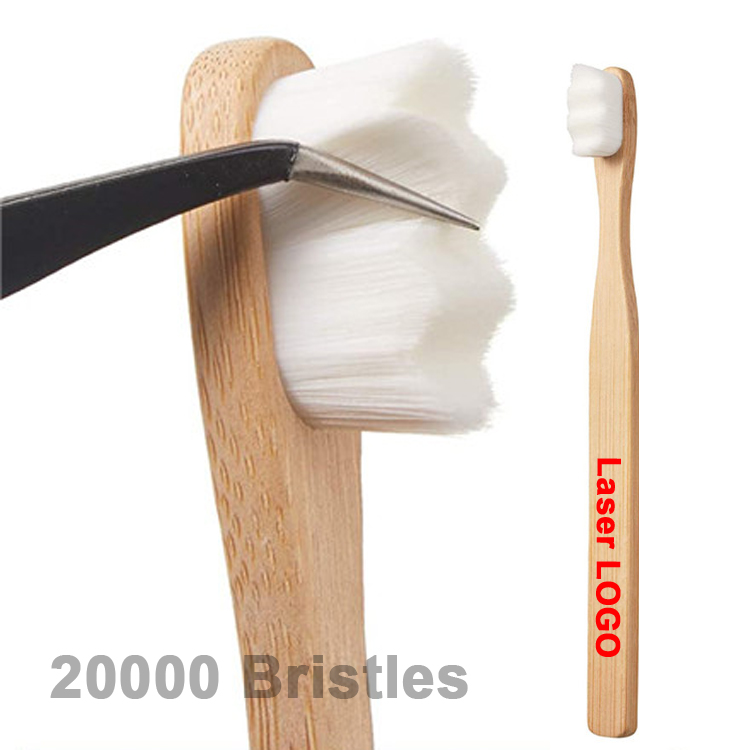 В наличии, супертонкая мягкая нано-зубная щетка из белого волокна Micro-nano 20000, ультратонкая зубная щетка из био-бамбука с коробкой