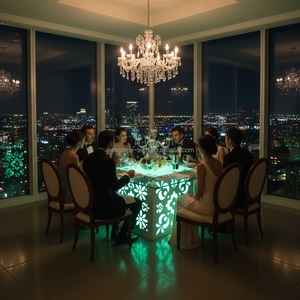 LED Cube Base Plastic 5ft 6ft 8ft Dining <strong>Table</strong> Folding Banquet Outdoor Furniture for Hotels Romantic Events Square Wedding Decor - Product Image 2