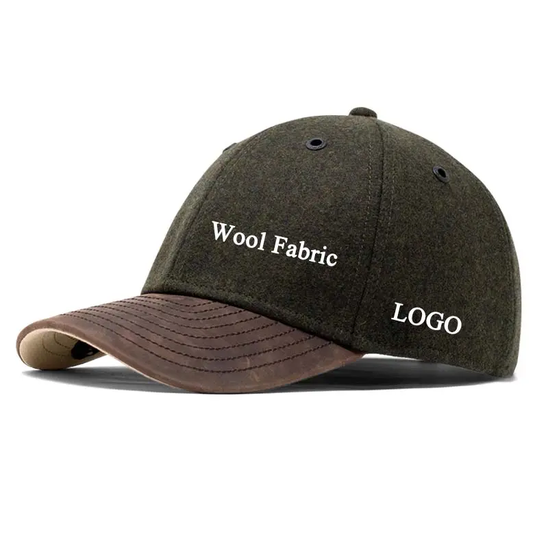 Boucle Vintage Melin Luxury Snapback Baseball Sport Hat Cap Wholesale Custom Wool Warm Nappa Leather Waterproof Unisex Adults