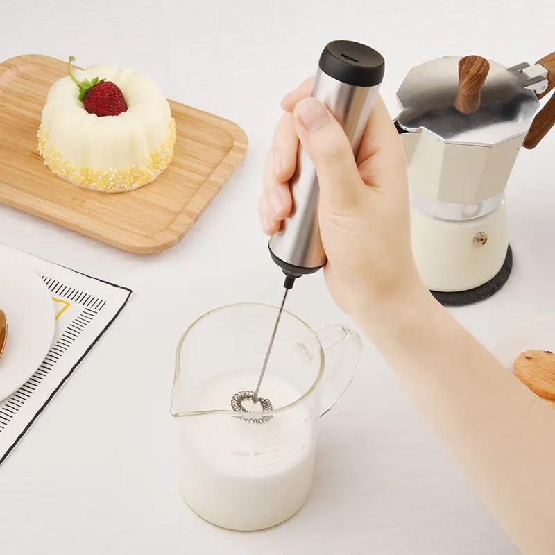 Lattes Cafe kullanımı için yüksek kalite süt köpürtücü el köpük makinesi paslanmaz çelik kahve Frother elektrikli süt