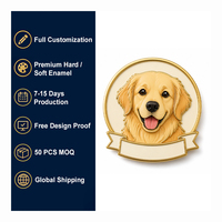 Badge en métal émaillé rigide personnalisé avec portrait de chien, souvenir pour les amoureux des animaux, cadeau en gros