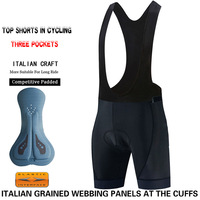 Pantalon de cyclisme rembourré en gel, trois poches, pour hommes, pour VTT et route, avec bretelles, short de cyclisme