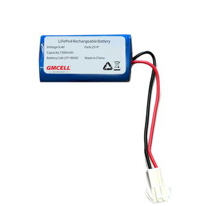 Pack de batteries LFP18650 6.4V 1.5Ah, cellule de batterie LiPO4 18650 pour éclairage d'urgence, installation facile avec connecteur - Product Image 1