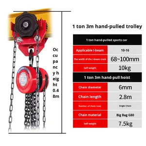 Troli tarik tangan <span class=keywords><strong>i</strong></span>-<span class=keywords><strong>beam</strong></span> stabil kapasitas bantalan muatan tinggi digunakan untuk pengangkat industri - Product Image 6