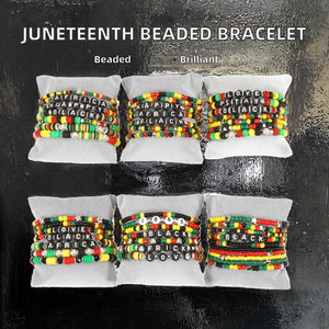 Nouveau Bracelet Extensible Superposable Bohème en Perles Heishi Africaines et Jamaïcaines, en Plastique et Alliage de Zinc, pour Femmes <span class=keywords><strong>Rasta</strong></span>, Cadeau Juneteenth 2025 - Product Image 2