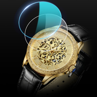 Montre mécanique de luxe unisexe pour affaires |   Acier inoxydable |   Résistant à l'eau 3BAR |   Bracelet en cuir véritable |   Pointeur |   Transparent
