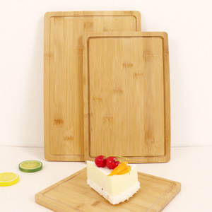 Ensemble de plateaux de service en bambou, planche à découper carrée pour gâteau, dessert, steak, sushi, style simple, couleur unie - Product Image 4