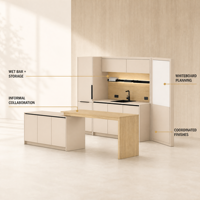 Ensemble de meubles de rangement modulaires ATWOKA beige, unités murales suspendues, garde-manger haut, bar à café, credenza pour espace détente