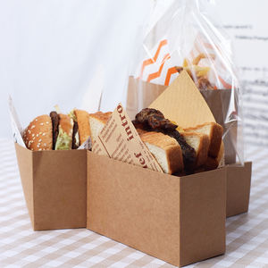 Bolsa de Papel Kraft Desechable para Llevar, Resistente al Aceite, para Hamburguesas, Sándwiches y Huevos Fritos, Caja para Empacar Pan, Estilo Chino - Product Image 1