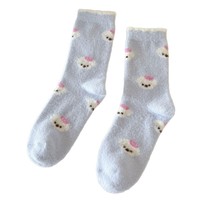 Chaussettes en tricot doux et épais pour femme, longueur mi-mollet, chaudes pour l'hiver, pour la maison et le sommeil, motif chiot mignon, absorbantes, pour la maternité