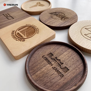 Custom Logo Wooden <b>Coaster</b> Engraving Factory Supply Round Square Cup Mats & Pads for Coffee Tea Bar Home Office - Product Image 1