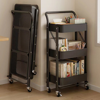 Étagère métallique de rangement mobile pour aliments, chariot utilitaire roulant à 3 niveaux, panier rotatif, chariot de cuisine avec roues