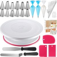 71-teiliges Tortendrehteller-Set mit Spritztüllen, Spritzbeutel, Creme-Schaber und Spatel