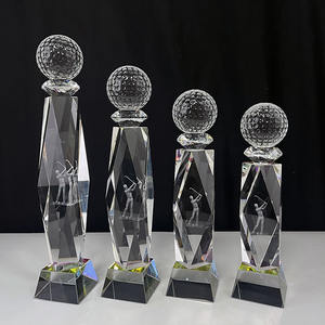 लेजर गोल्फर क्रिस्टल गोल्फ बॉल क्रिस्टल ग्लास पुरस्कार इंद्रधनुष आधार MH-NJ0733 के साथ ट्राफियां - Product Image 1