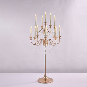 13 bracci eventi centrotavola portacandele in <span class=keywords><strong>oro</strong></span> di lusso candelieri alti in vetro per decorazioni di nozze - Product Image 1