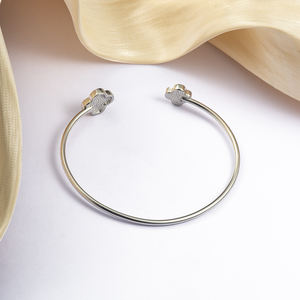 Diseñador inspirado en la marca de joyería <span class=keywords><strong>Lucky</strong></span> Gold Plated CZ Diamond Four Leaf Clover <span class=keywords><strong>Cuff</strong></span> Bangle Bracelet para mujer - Product Image 2
