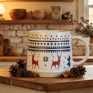 Série de Noël : Tasses en céramique de porcelaine avec impression de dessins animés, ensemble de tasses à café mignonnes avec motif d'arbre de Noël, compatibles lave-vaisselle et micro-ondes, sans danger pour les aliments - Product Image 4