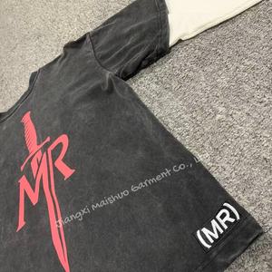 Camisetas de Manga Longa de Algodão com Impressão DTG em Camadas Duplas, Lavadas com Ácido, Estilo Vintage, Camisetas Personalizadas para Homens - Product Image 3