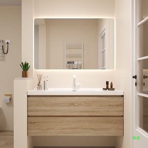 Simple smart multi-layer board bathroom cabinet combination ceramic integrated wash basin cabinet bathroom - Product Image 1
