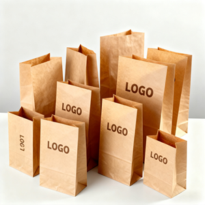 Sac en papier kraft écologique imprimé sur mesure pour l'emballage de biscuits et de nouilles, brun, résistant à la graisse, biodégradable, sac à emporter pour boulangerie - Product Image 1