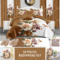 Collection de literie de luxe américaine très vendue, 30 pièces, ensembles de draps et couvre-lit en coton, couvre-lit matelassé assorti à des rideaux