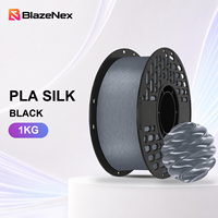 Filament PLA Soie Noir Brillant Lisse pour Impression 3D, Facile à Manipuler, 1,75 mm, Faible Déformation, 1 kg, Idéal Projets d'Affichage pour Imprimante 3D FDM