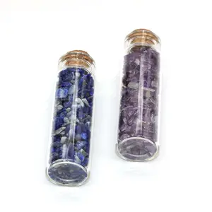 HZ kristal taş parfüm şişesi cam uçucu yağ taş ametist/Lapis bottle li rulo topu şişe