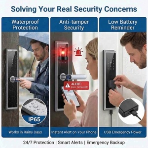 Serrure <span class=keywords><strong>de</strong></span> porte intelligente Tuya WiFi TTLock 2026 avec empreinte digitale biométrique, entrée sans clé et télécommande pour portes en aluminium, acier ou bois - Idéale pour la maison - Product Image 4