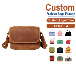 Sac bandoulière en cuir Crazy Horse marron pour homme avec deux boucles |   Fabrication sur mesure OEM/ODM pour les marques vintage et d'extérieur - Product Image 1