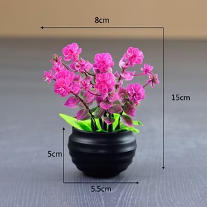 カラフルなミニ人工植物、緑の花の鉢植え、小さな造花盆栽、鉢付き人工植物 - Product Image 2