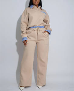 <span class=keywords><strong>Tuta</strong></span> Sportiva Invernale da <span class=keywords><strong>Donna</strong></span> con Contrasto di Colori, Set Due Pezzi <span class=keywords><strong>Oversize</strong></span> Casual, Top Sportivo Classico con Colletto e Pantaloni per <span class=keywords><strong>Donna</strong></span> - Product Image 4